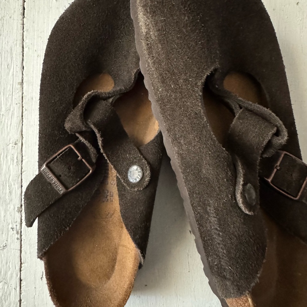 Birkenstock Black Suede Clogs with Buckle - Picture 6 of 7